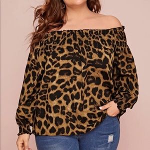 4x cheetah print off shoulder top